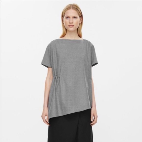 COS Tops - COS | Grey Asymmetrical Wool Oversized Tunic Top